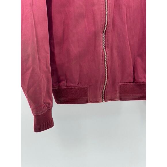 TOPMAN Men's Burgundy Mandarin-Collar Long Sleeve Zip-Up Bomber Jacket SZ S - Picture 7 of 11